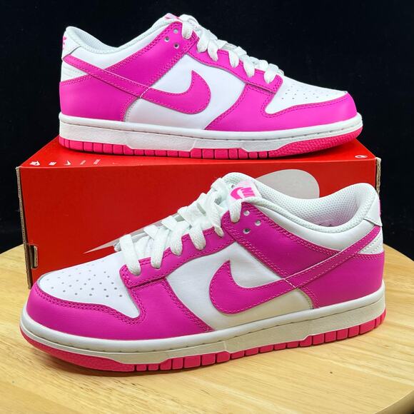 Nike Shoes - Nike Dunk Low (GS) White Pink Laser Fuchsia FB9109-102 Size 5Y Women 6.5